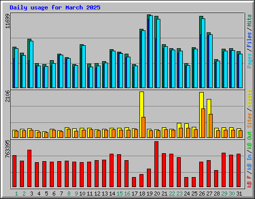 Daily usage for March 2025